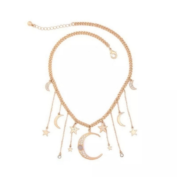 “Dreaming of Us” Diamond Gold Moon Star Necklace - Picture 9 of 12